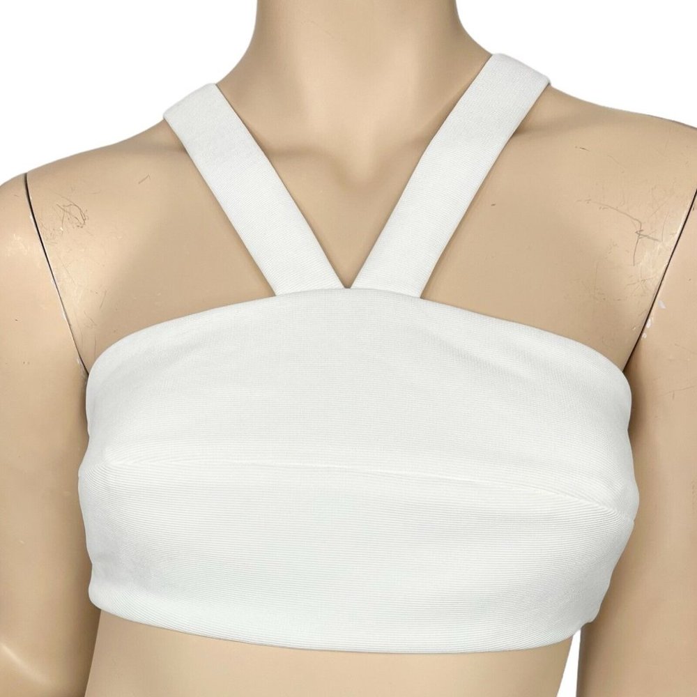 AQ/AQ Crop Bra Top White V Neck Size 2